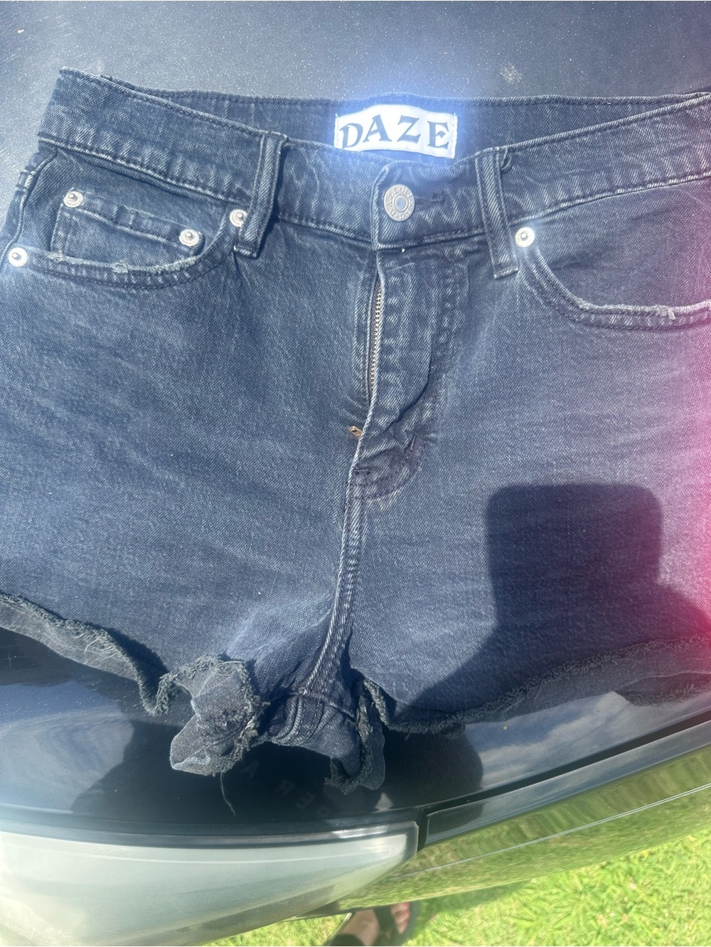 DAZE Black Denim Jean Shorts - High Waist Distressed